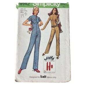 Simplicity 9142 Misses Jiffy Jumpsuit Sewing Pattern Size 10 Vintage 1970s CUT
